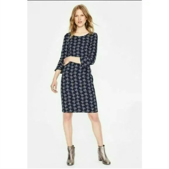 Boden Climbing Vine Dress In Navy Blue Sheath Women's Size 4 - Picture 2 of 9